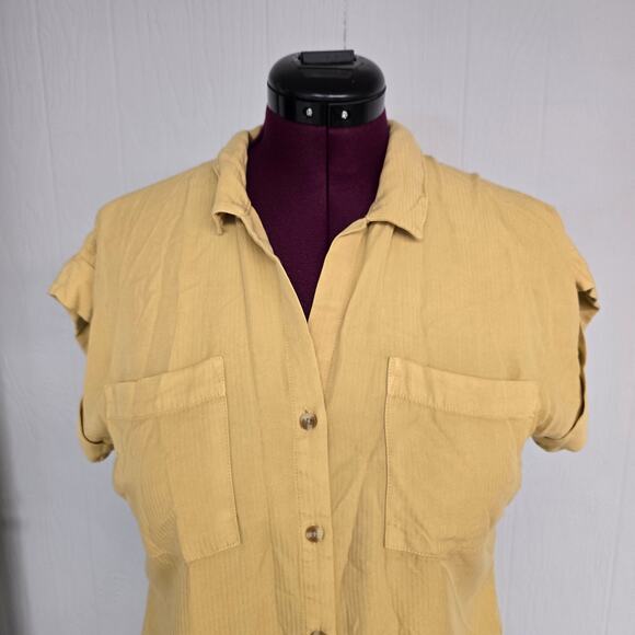 NEW NWT Women's Thread and Supply Golden Yellow Lyocell Button Down Top | XS - Picture 4 of 12